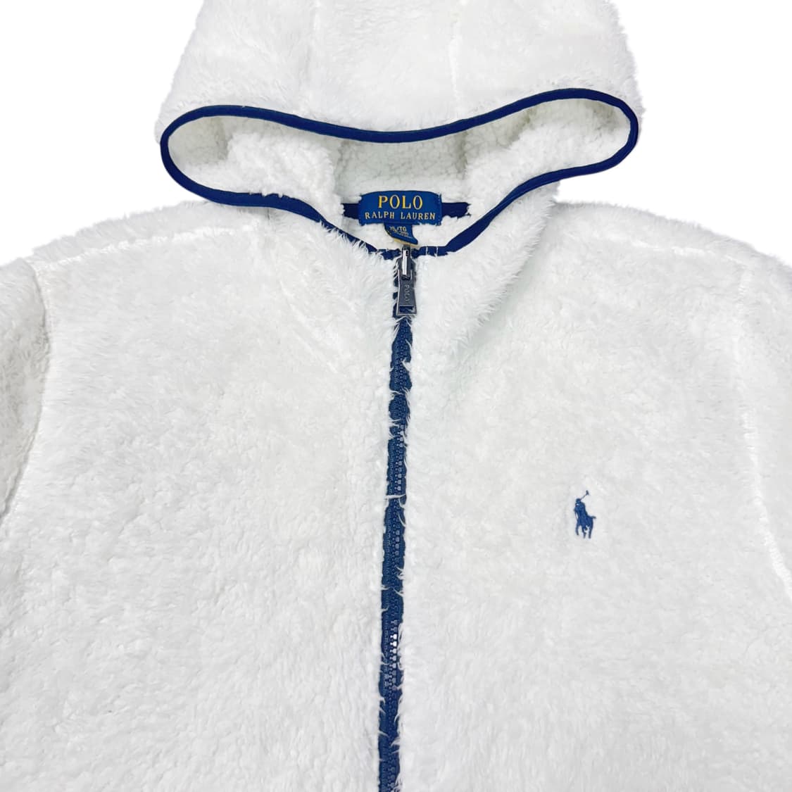 (XL 18-20) 폴로 랄프로렌 QR라벨 키즈 플리스 후드집업 화이트 상품이미지2