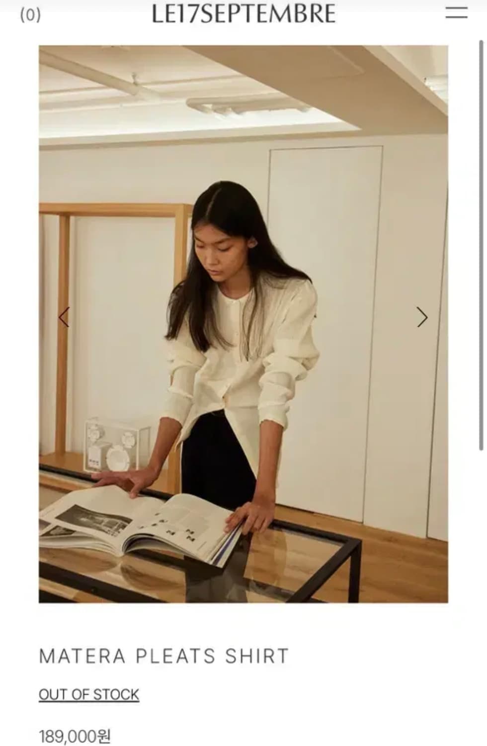 새상품) 르917 MATERA PLEATS SHIRT 아이보리 36사이즈 상품이미지1
