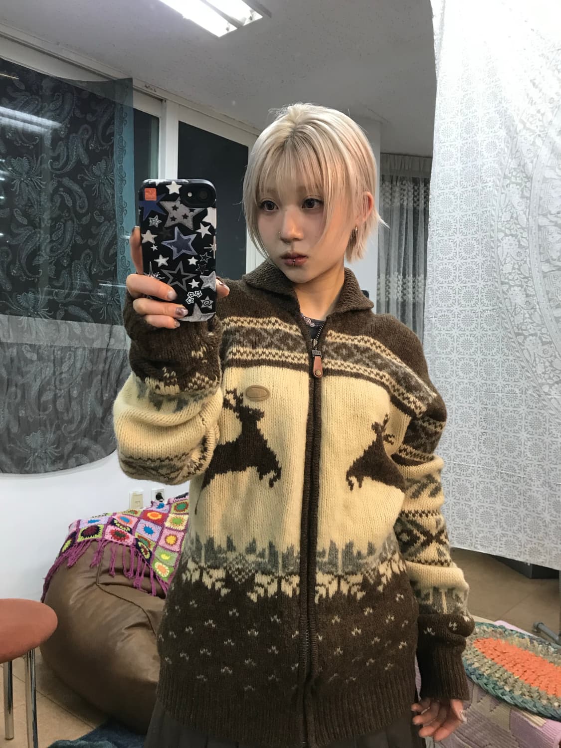 더헌트 코위찬 숄카라 니트집업 자켓  상품이미지1