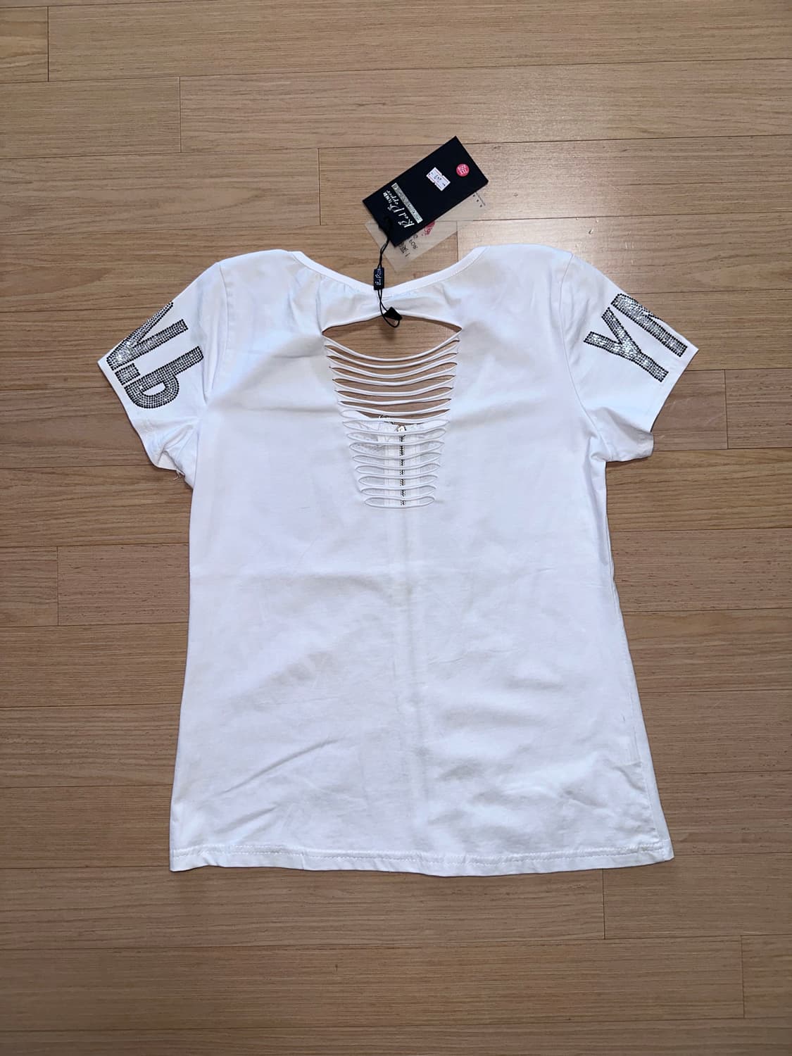 Y2K 큐빅비즈 반팔 후드집업 새상품(택있음) 상품이미지2