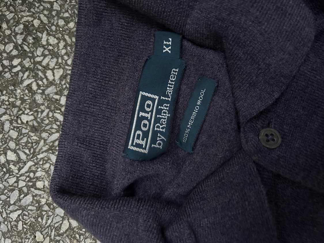 2000s VTG 폴로 polo 딥 퍼플 포니 카라 메리노울 니트 상품이미지3