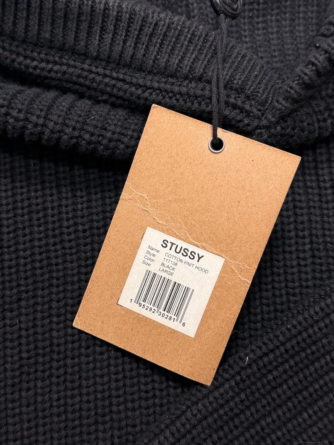 스투시 코튼 니트 후드 블랙 L 상품이미지6