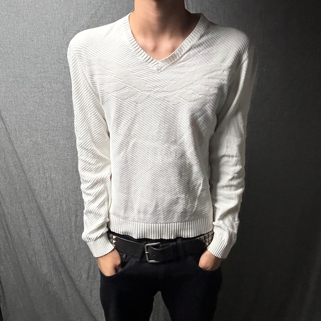 아르마니 익스체인지 로고 자수 브이넥 상품이미지1