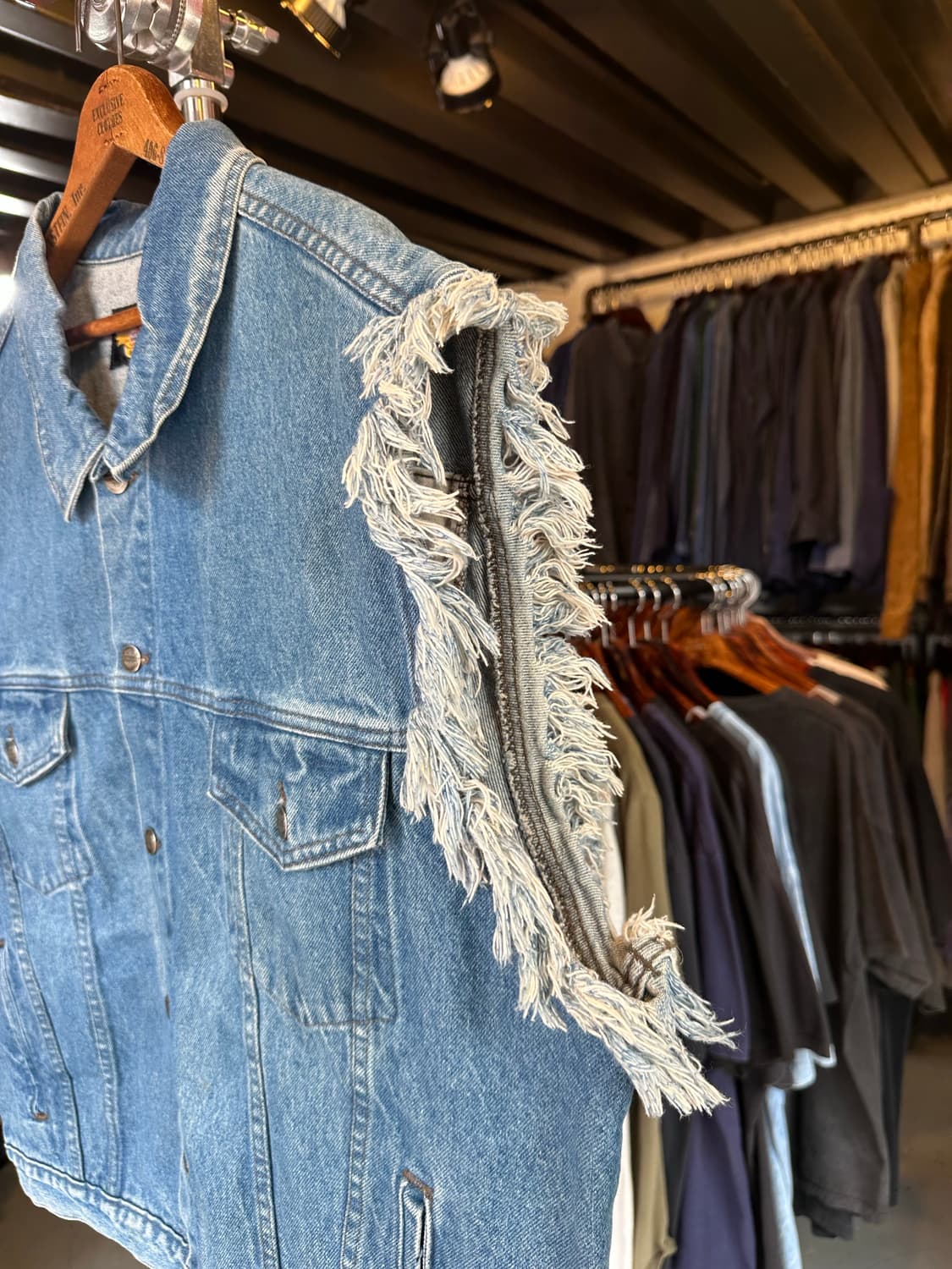 90s 할리데이비슨 데님 컷오프 베스트 made in usa 상품이미지5