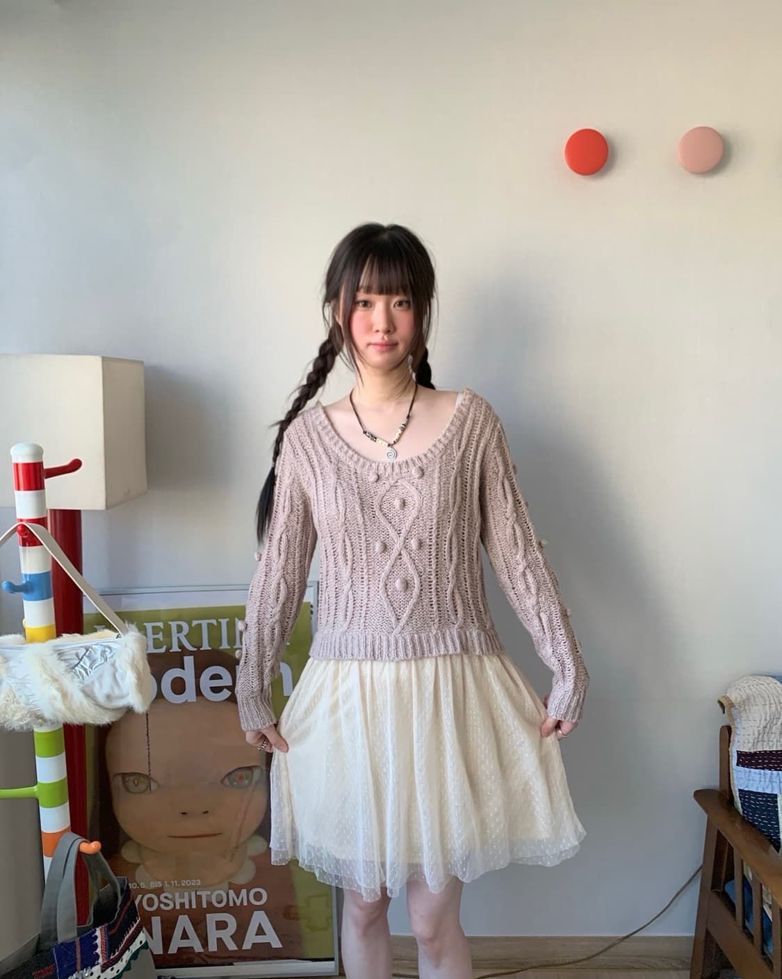 pompom.. lace knit dress 상품이미지3