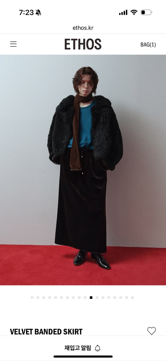 새) 에토스 벨벳 스커트 블랙 상품이미지3