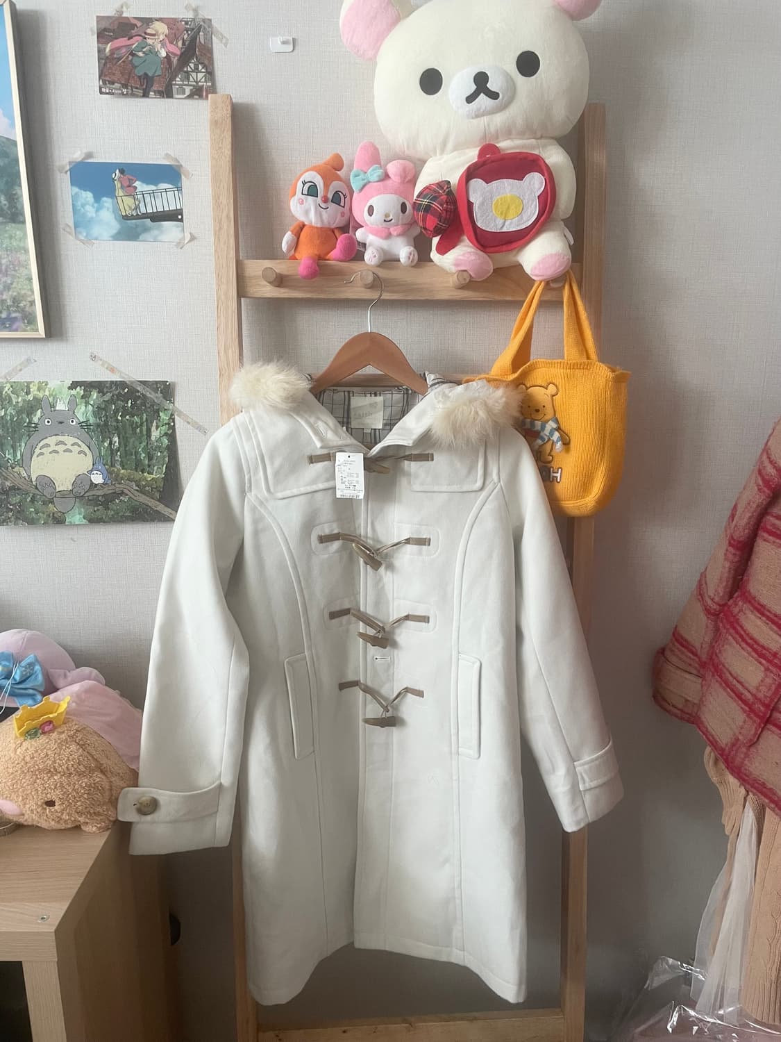 모리걸 빈티지 아이보리 퍼후드 떡코🤍❄️ 상품이미지1