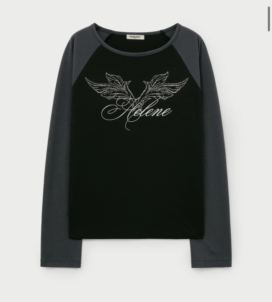 래글런 엔젤 레터링 롱 슬리브 [그레이 블랙] 상품이미지1