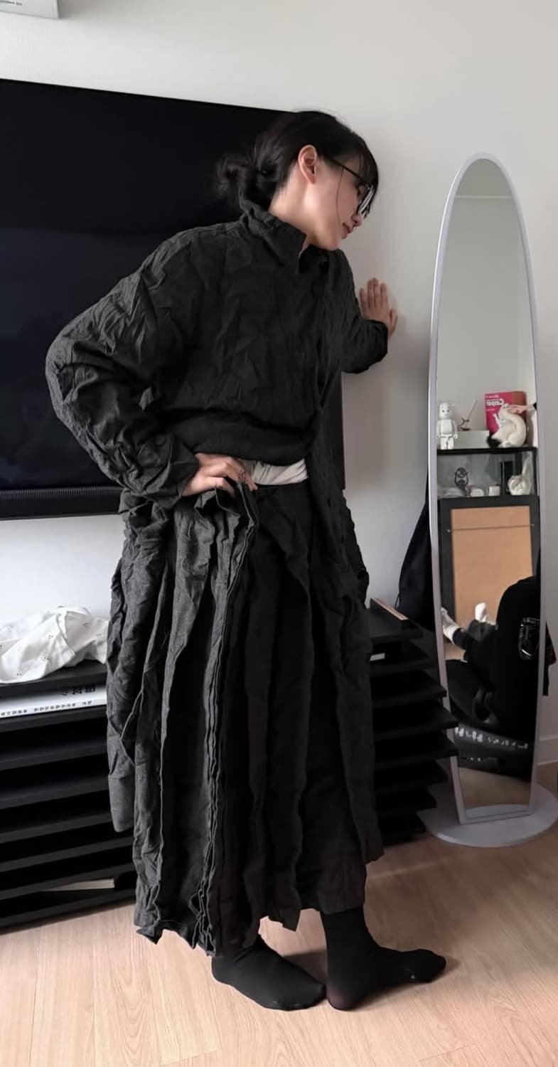 Eont’s paper wool offbeat pleats skirt 상품이미지1