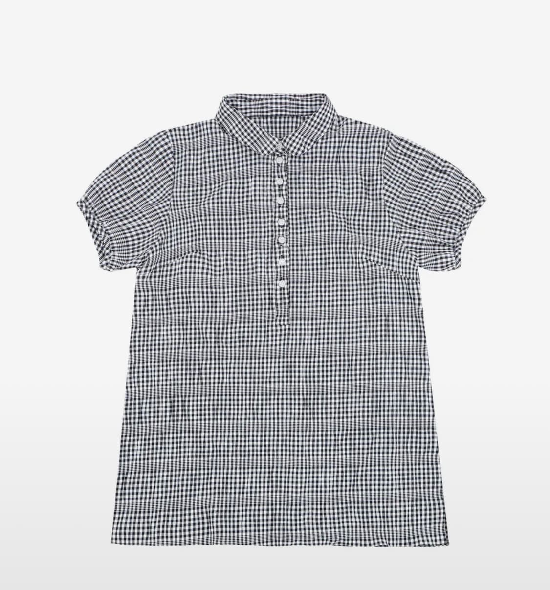 나이엔 버튼 디테일 체크 셔츠 블랙 상품이미지1