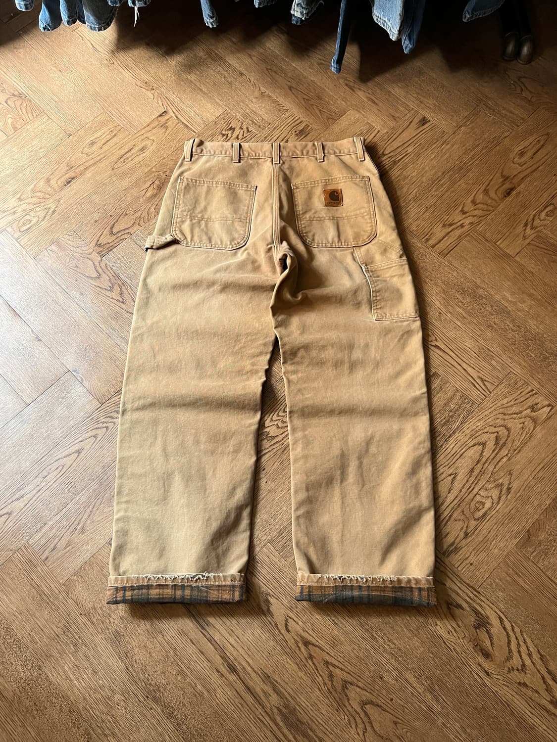 [33]칼하트 USA 체크 라이닝 브라운 싱글니 카펜터 워크 팬츠 상품이미지2