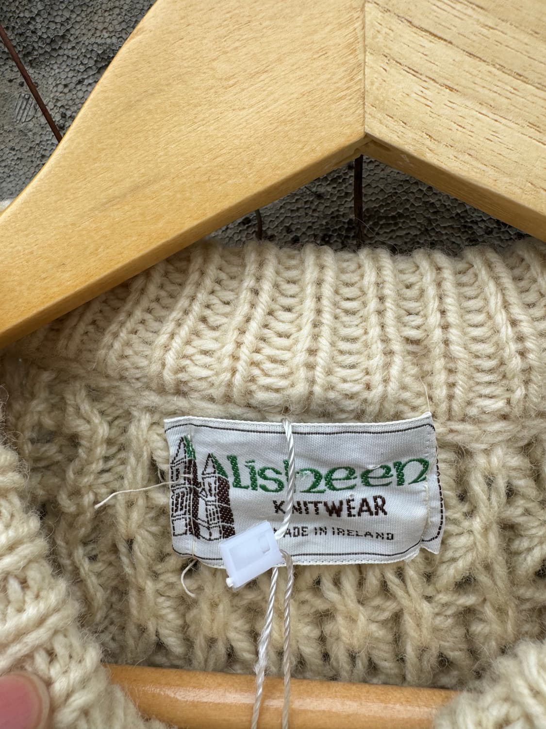 80~90s Lisbeen 아일랜드 피셔맨 니트 아이보리 상품이미지5