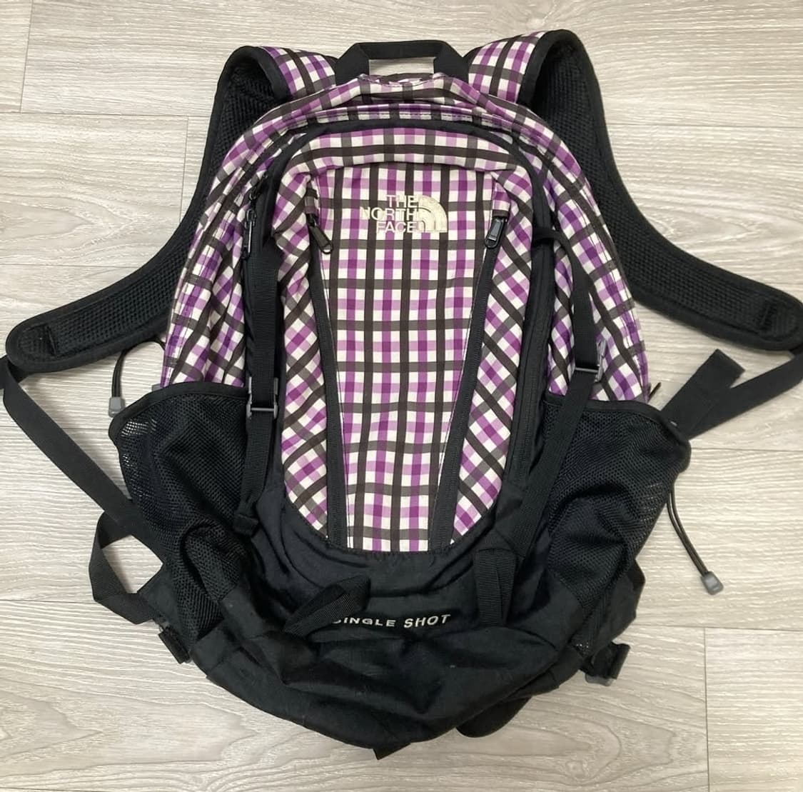 노스페이스 체크 백팩 퍼플 싱글샷 차일드매거진 상품이미지1