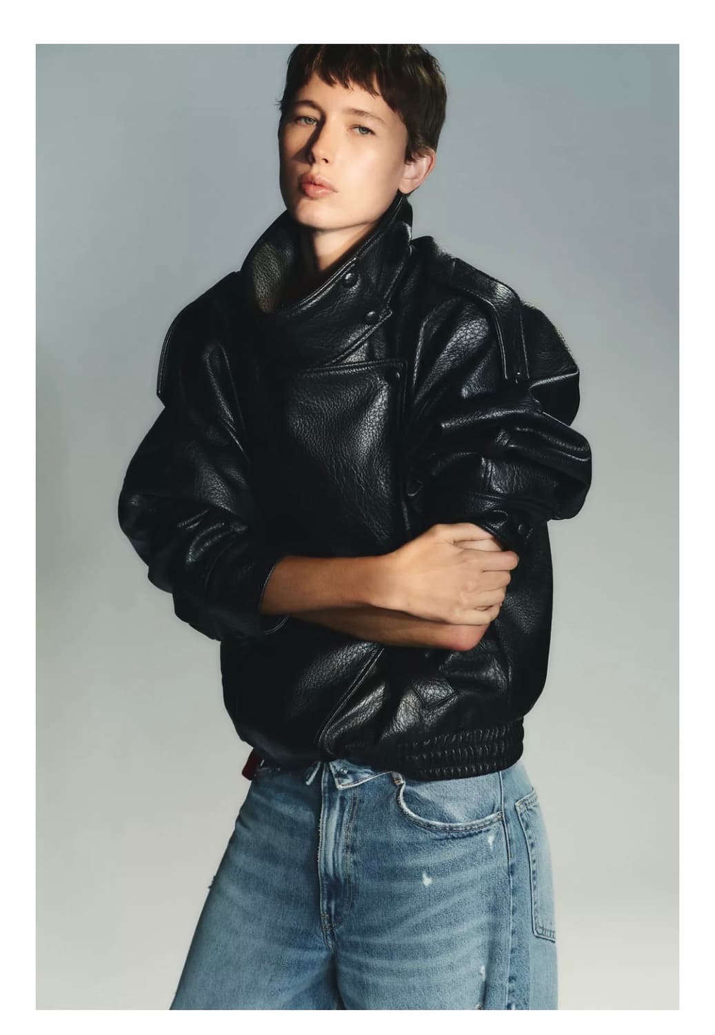 페이크 레더 점퍼 상품이미지1