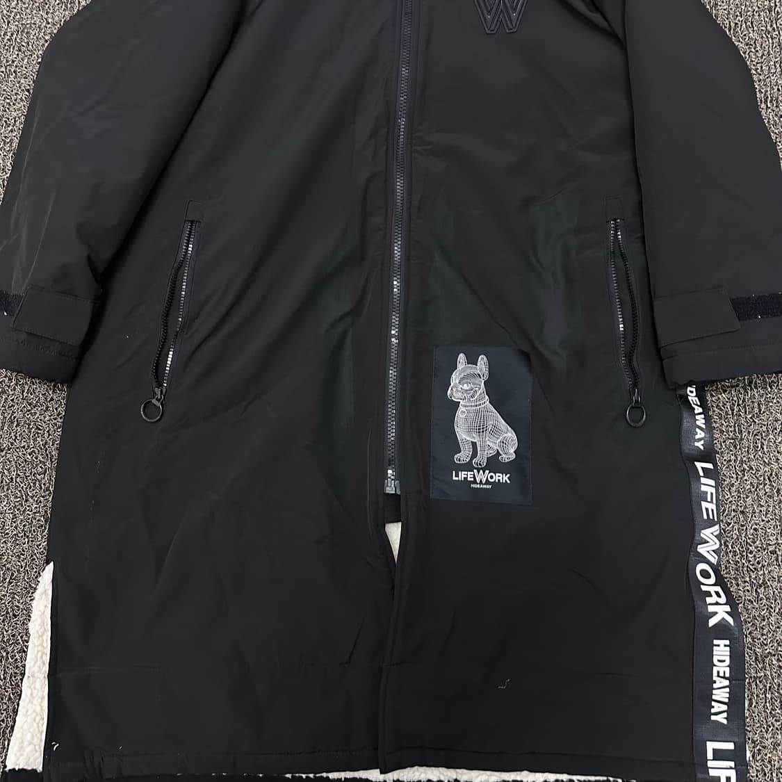 LIFEWORK 라이프워크 양면 롱 뽀글이 털 점퍼 블랙 L 상품이미지3