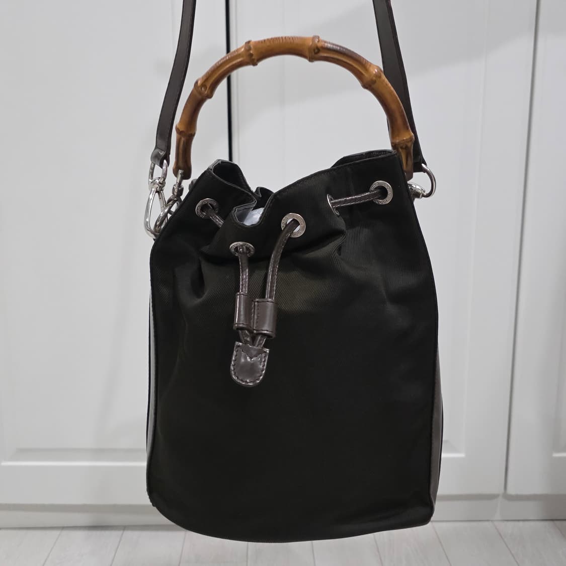 구찌 빈티지 뱀부 나일론 버킷백 토트백 핸드백 숄더백 상품이미지4