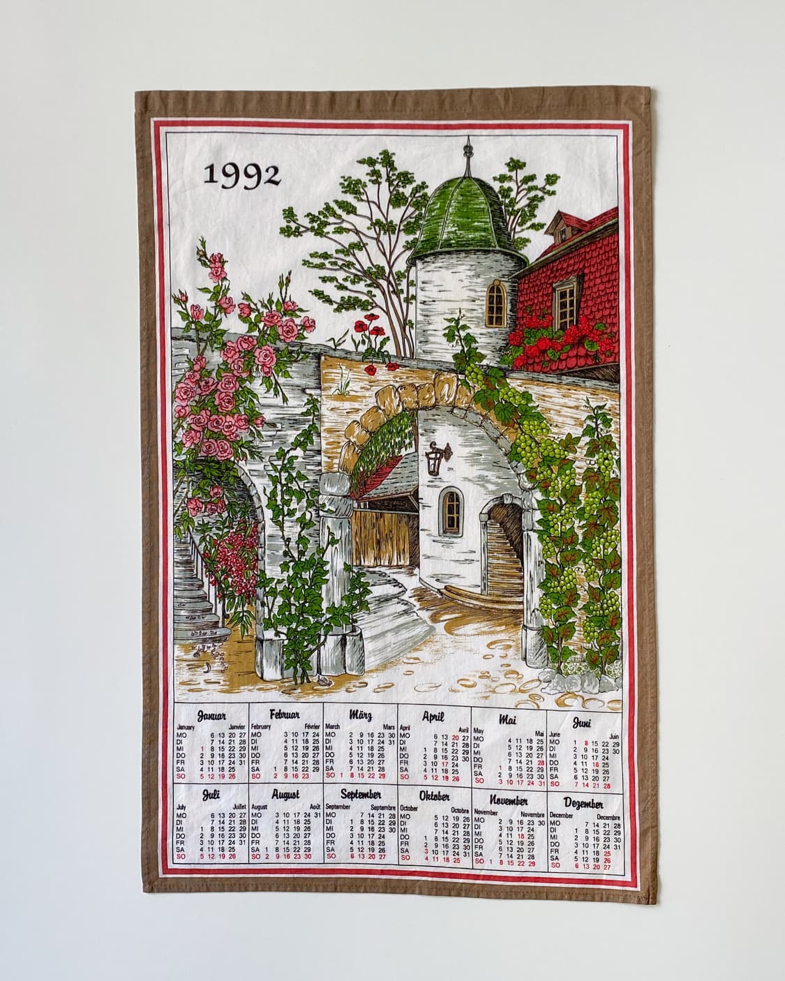 유럽 빈티지 캘린더 패브릭 (1992) 상품이미지3