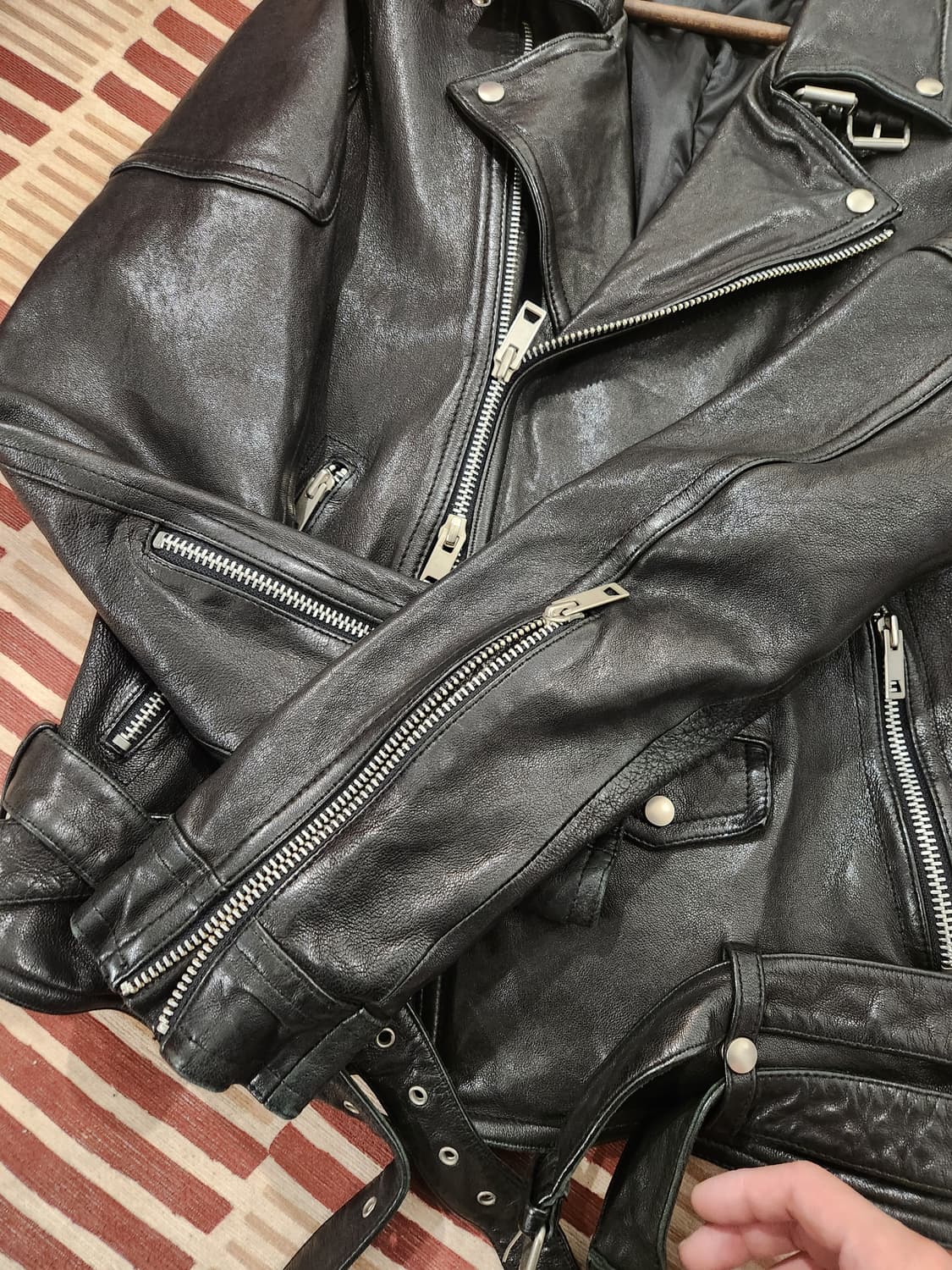 빈티지 램스킨 더블 라이더 가죽자켓 상품이미지4
