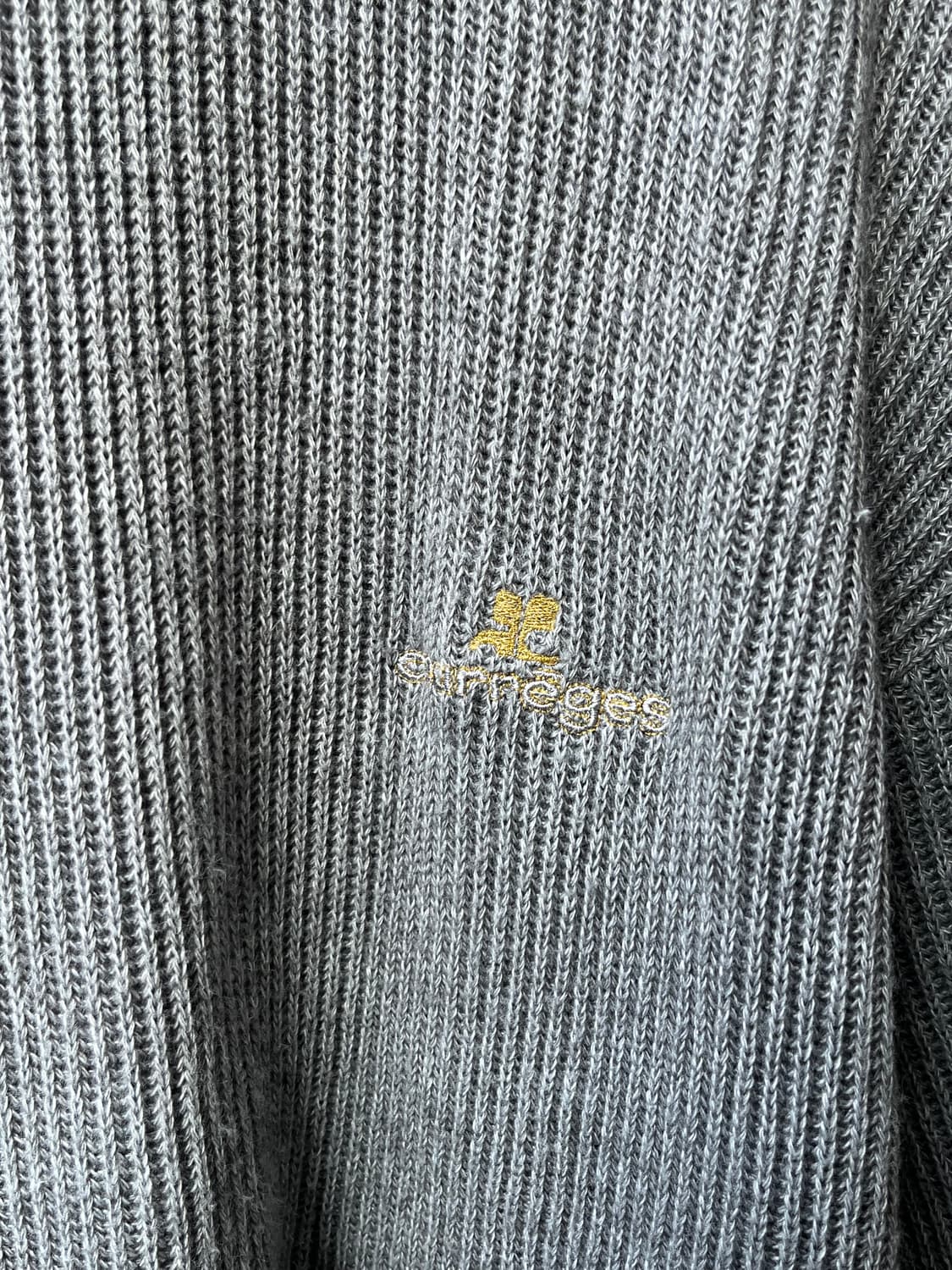 90s COURREGES 꾸레쥬 옴므 로고 스웨터 그레이 상품이미지3