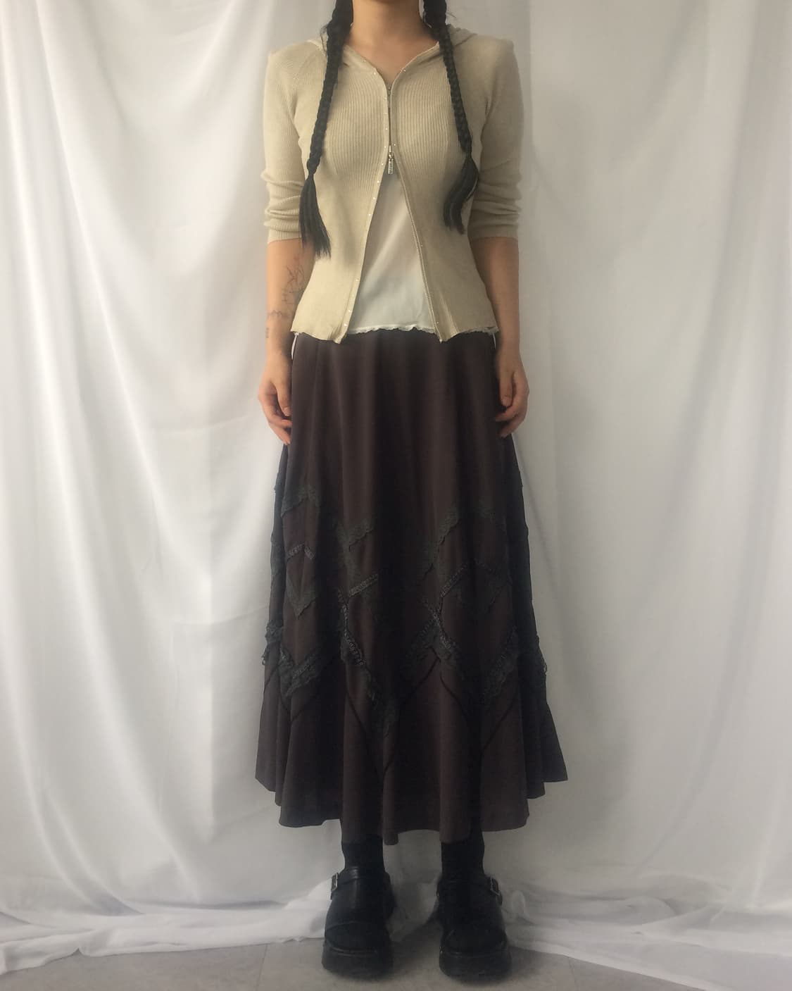 Lace trimming point long skirt 상품이미지6