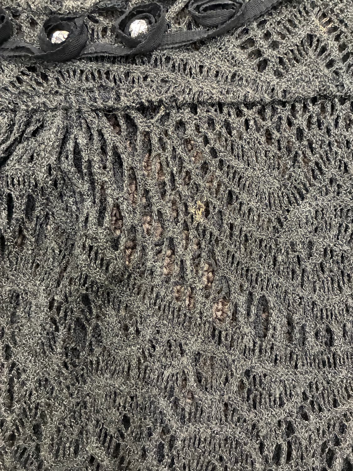 M-L)Japanese vintage 여성 펀칭 반팔 니트(이염) 상품이미지9