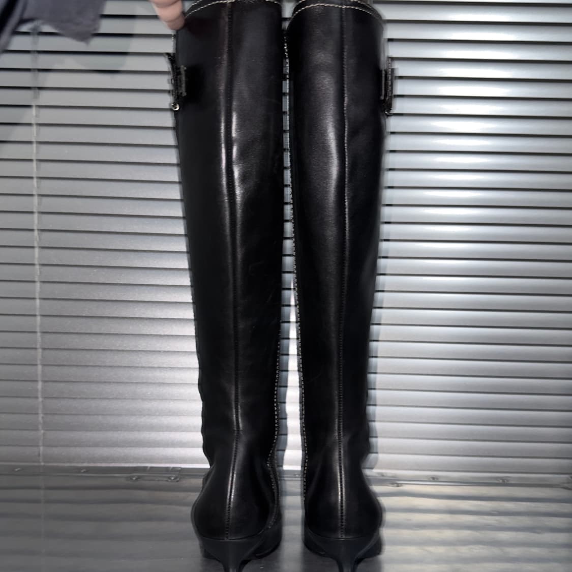 00s 레어 카메오 이탈리아 가죽 코르셋 부츠 상품이미지4