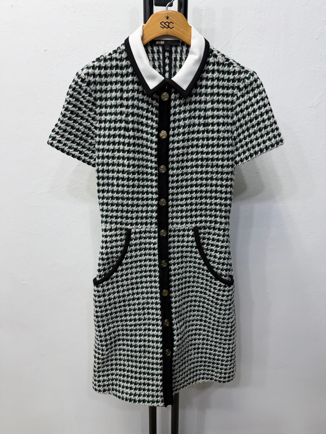 정품) 마쥬 블랙 앤 화이트 하운드투스 원피스 36 상품이미지1