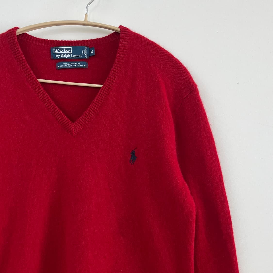 폴로 랄프로렌 레드 램스울 브이넥 니트 상품이미지4