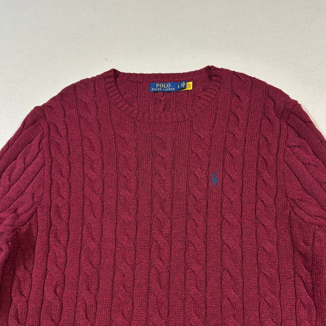 L) 폴로 랄프로렌 케이블 꽈배기 라운드넥 니트 신형 큐알탭 상품이미지3