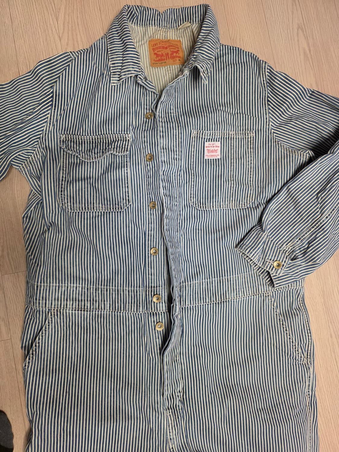 리바이스 스트라이프 히코리 데님 점프수트 커버올 XL 상품이미지4
