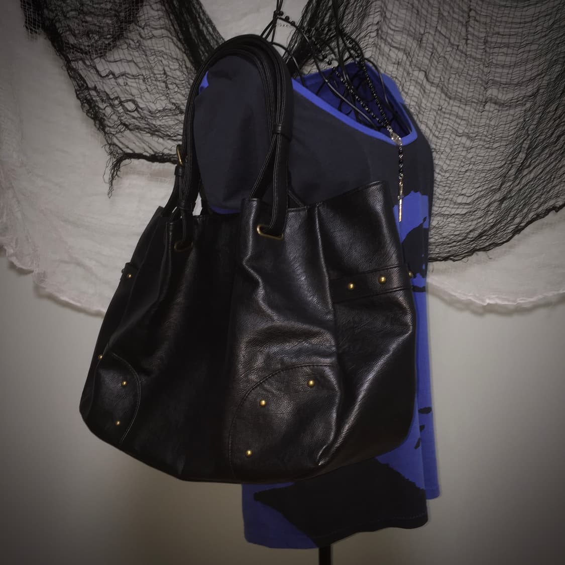 Gold stud point big shoulder bag 상품이미지8