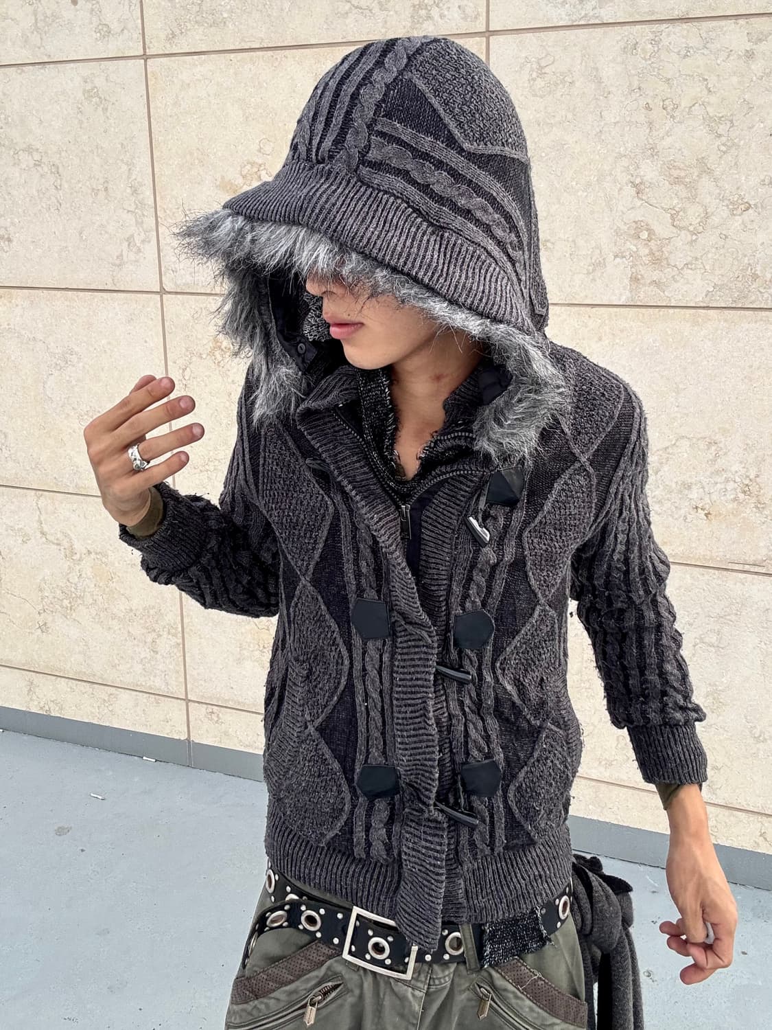 “Growth by Grail” Y2K Mood Fur Knit Zip  상품이미지1