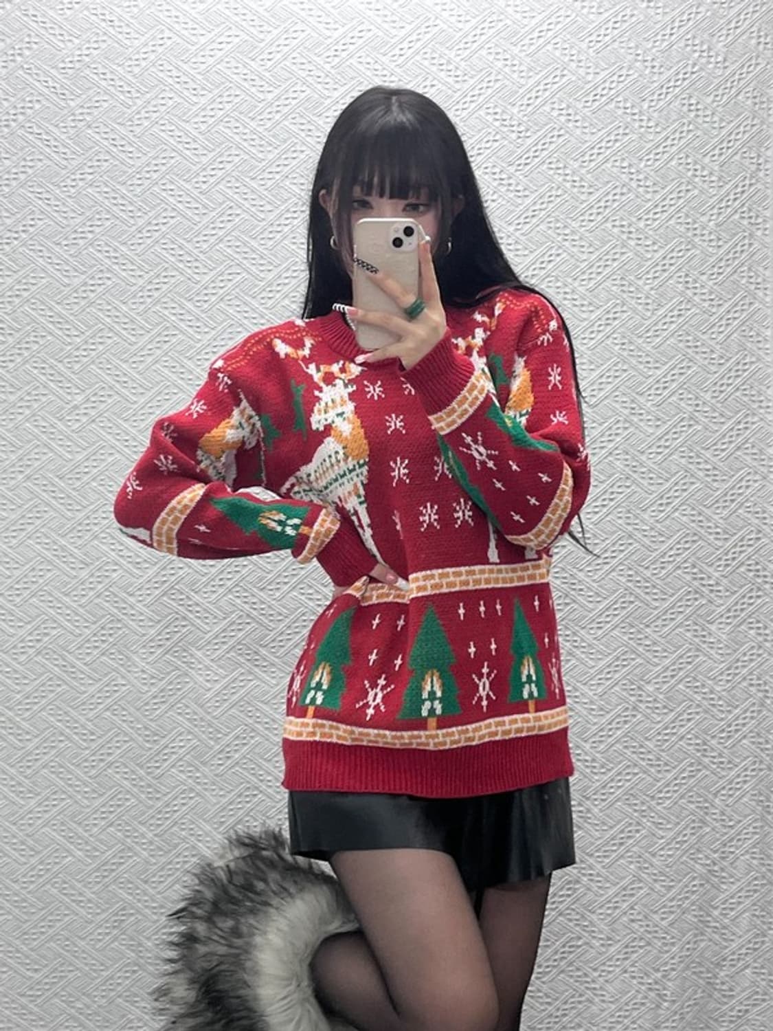 빈티지 노르딕 코위찬 홀리데이 패턴 뜨개 니트 95 C10132 상품이미지1