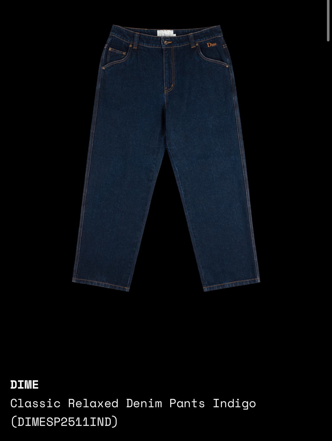 다임 릴렉스드 데님 팬츠 인디고 32 상품이미지1
