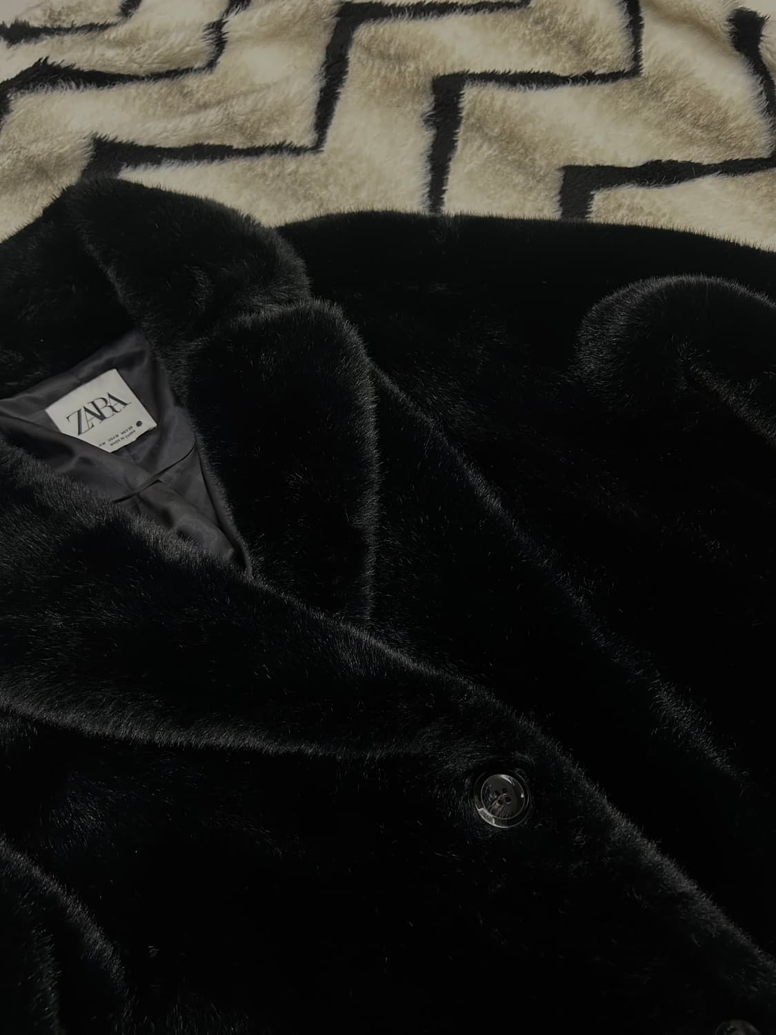 [한국L]ZARA 페이크퍼 롱 코트/블랙 상품이미지1