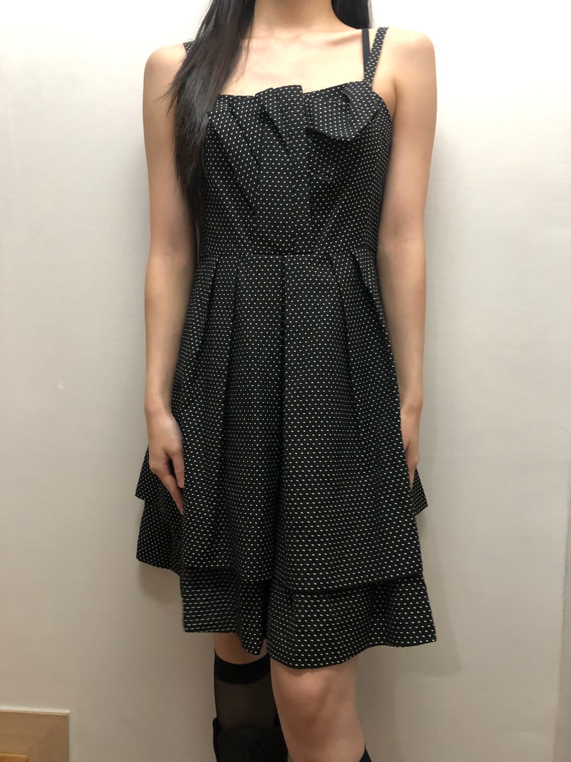 빈티지 블랙 도트 프릴 원피스 상품이미지2
