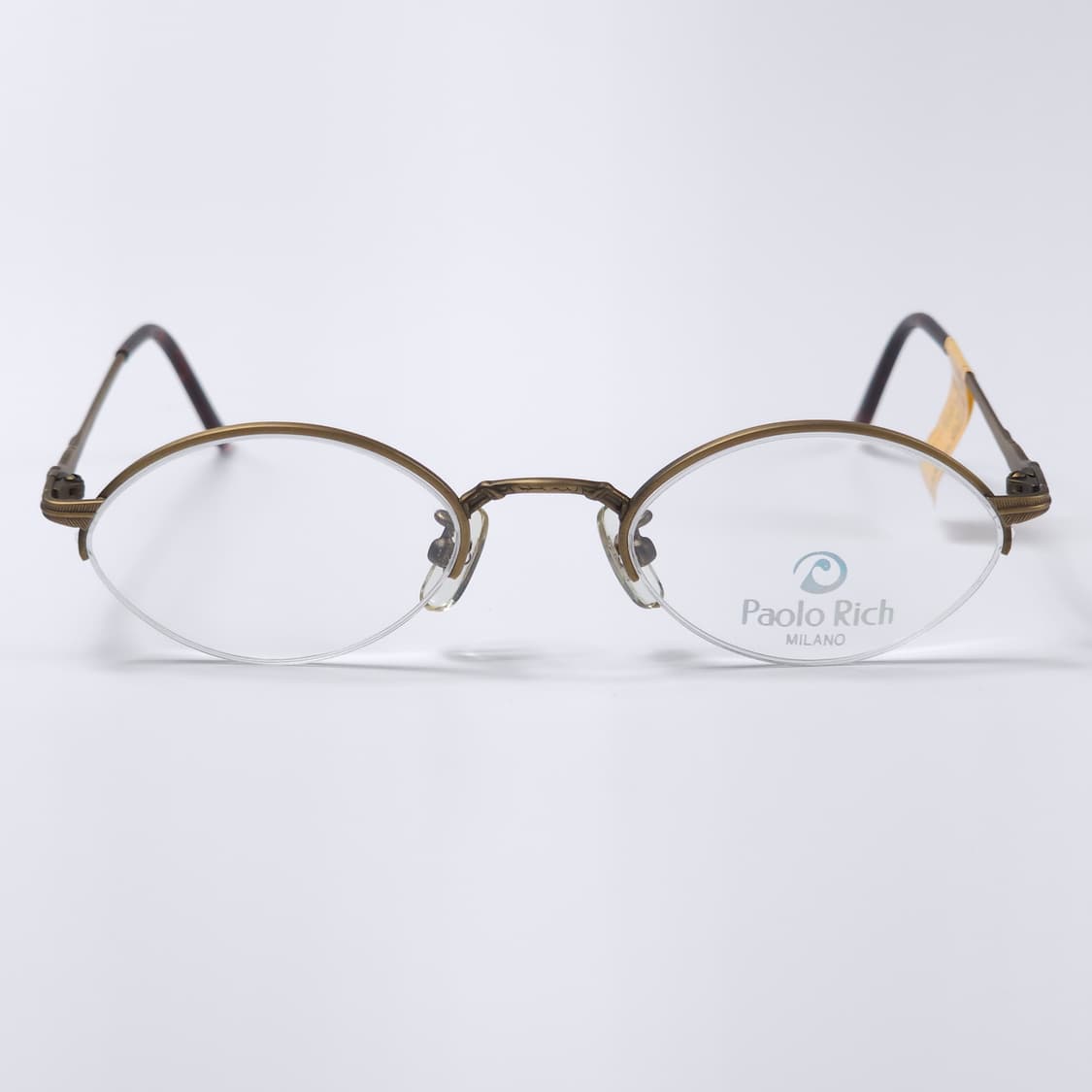 24K 도금 90년도 이태리 긱시크 오벌형 빈티지 반무테 안경 상품이미지2