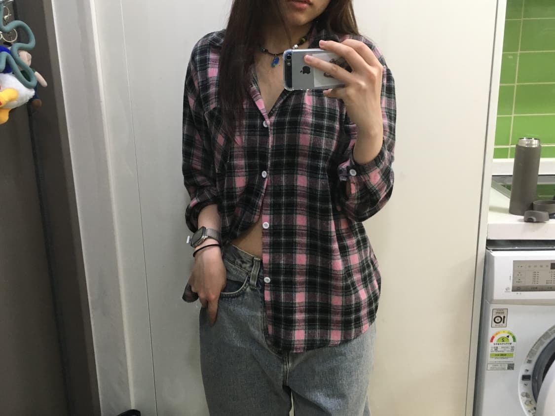 PINK CHECK SHIRTS free size 상품이미지3