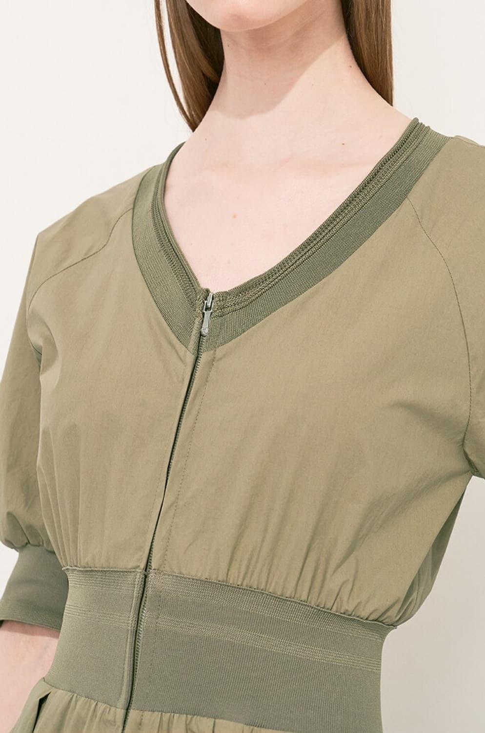 (55사이즈)한섬 타임 브이넥 밴딩 집업 롱원피스 상품이미지4