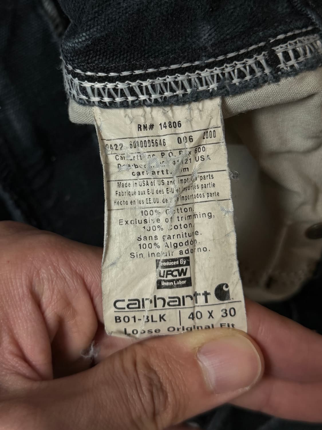 OG USA Made 칼하트 더블니 블랙 칼하트 B01 썩블니 상품이미지9