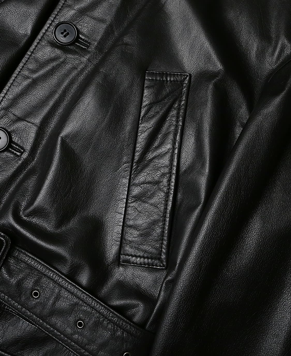 폴 스미스 [Paul Smith] 블랙 카우하이드 레더 마초 벨티드 코트 상품이미지3