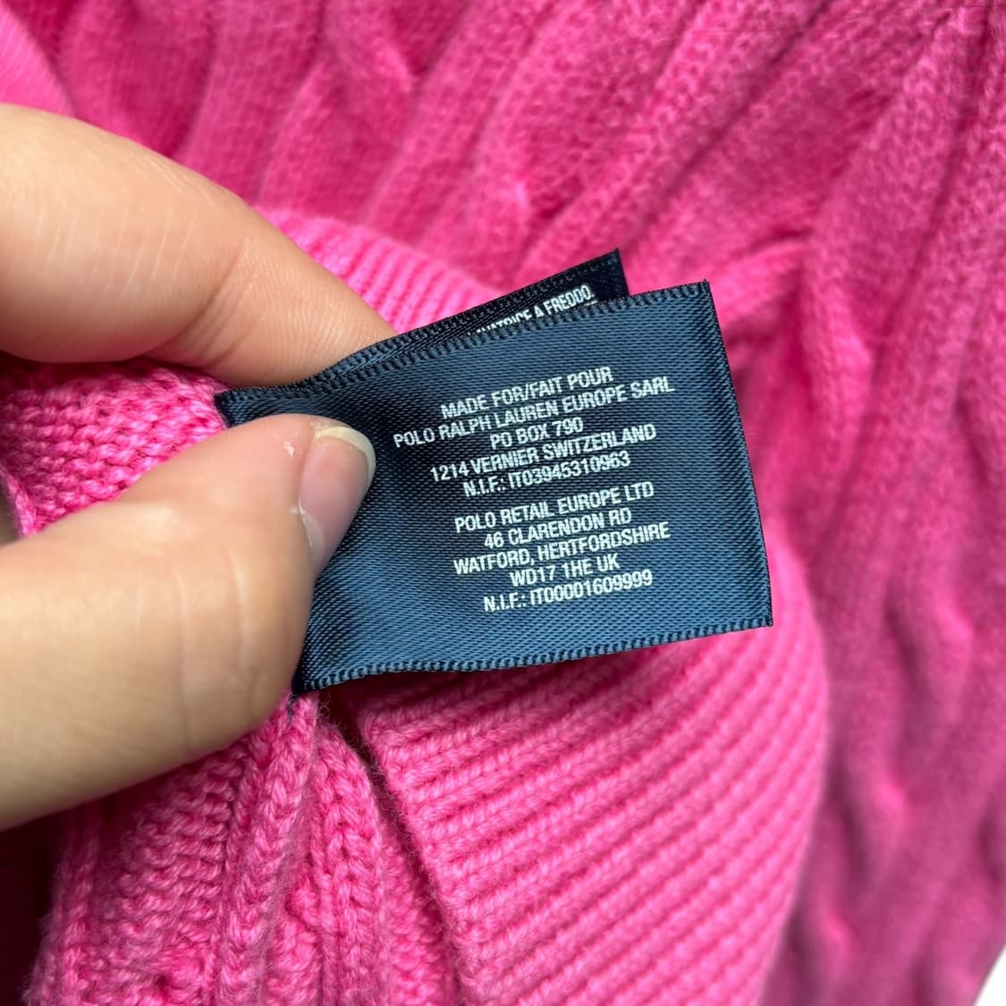 3673 랄프로렌 폴로 핑크 꽈베기 리본 니트가디건 상품이미지5