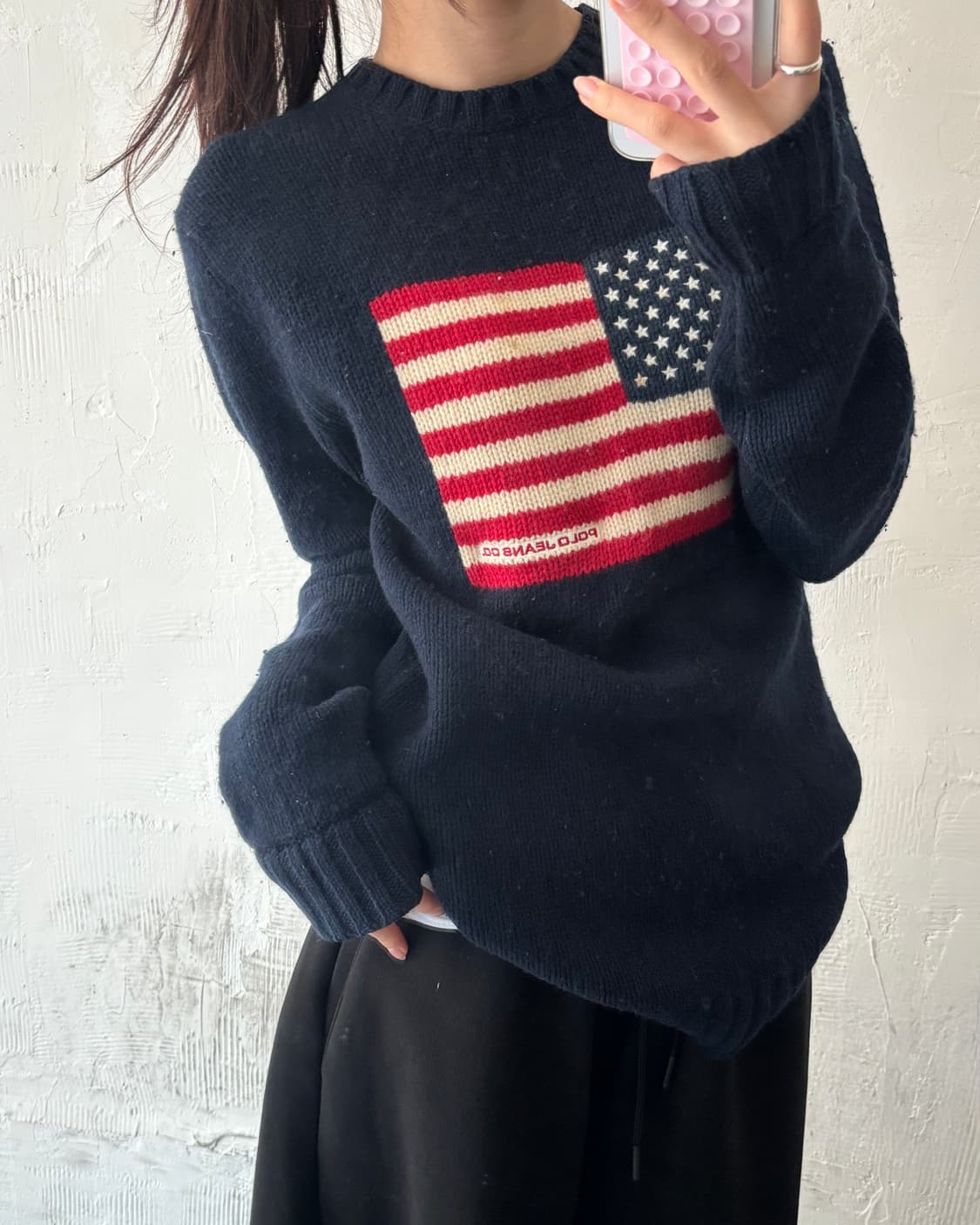 Polo 폴로 랄프로렌 진스 네이비 컬러 성조기 로고 니트 상품이미지1