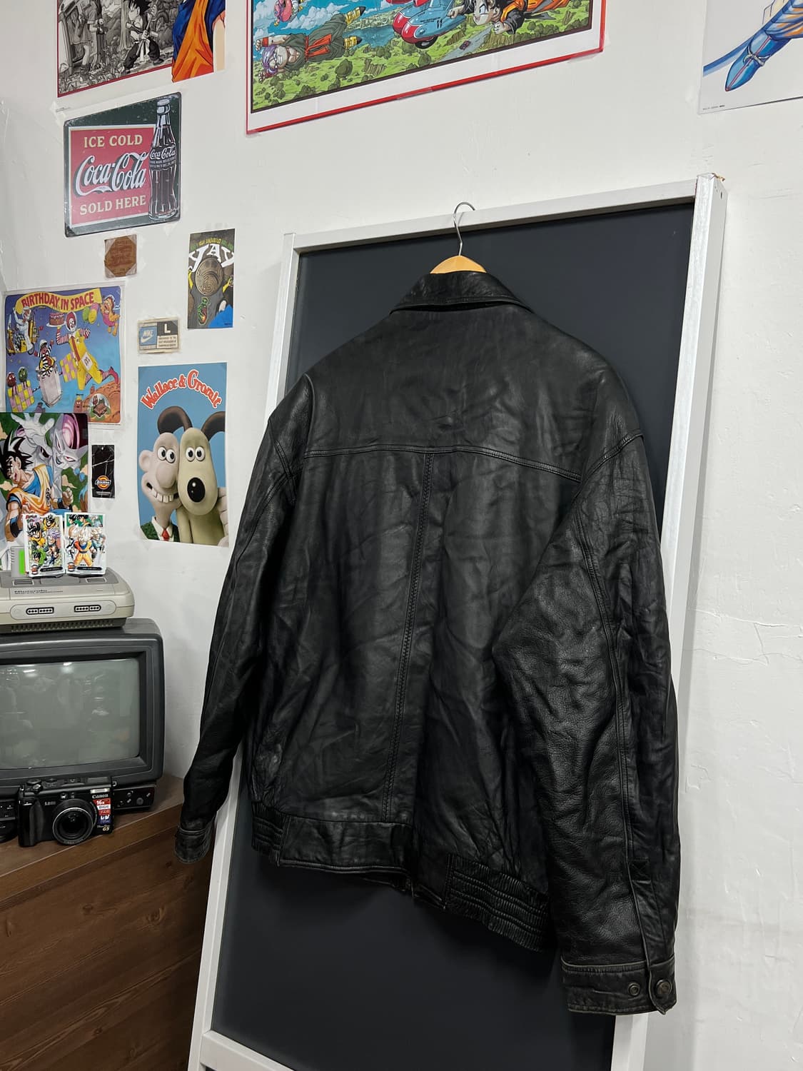 90‘s Play boy 플레이보이 봄버 양가죽 레더 자켓 상품이미지5