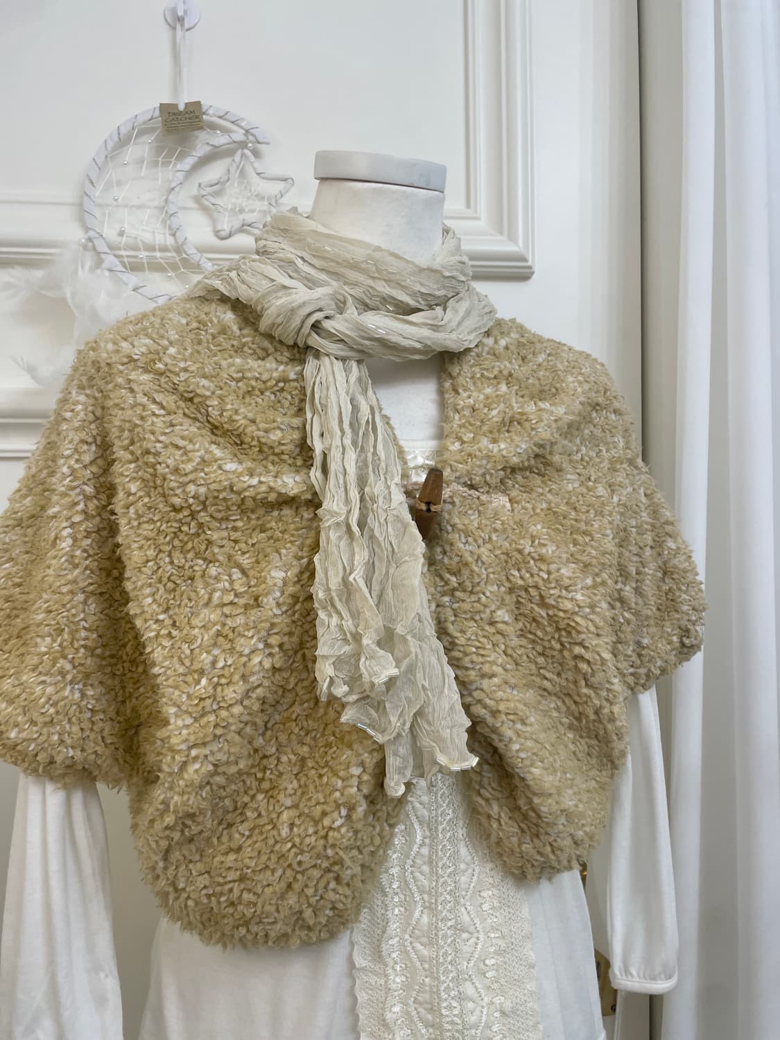 beige beads point crease mini scarf 상품이미지3