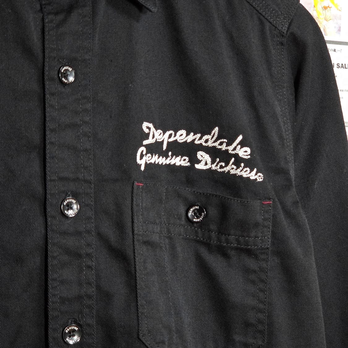 JPN 디키즈 레터링 블랙 코튼 셔츠 상품이미지2