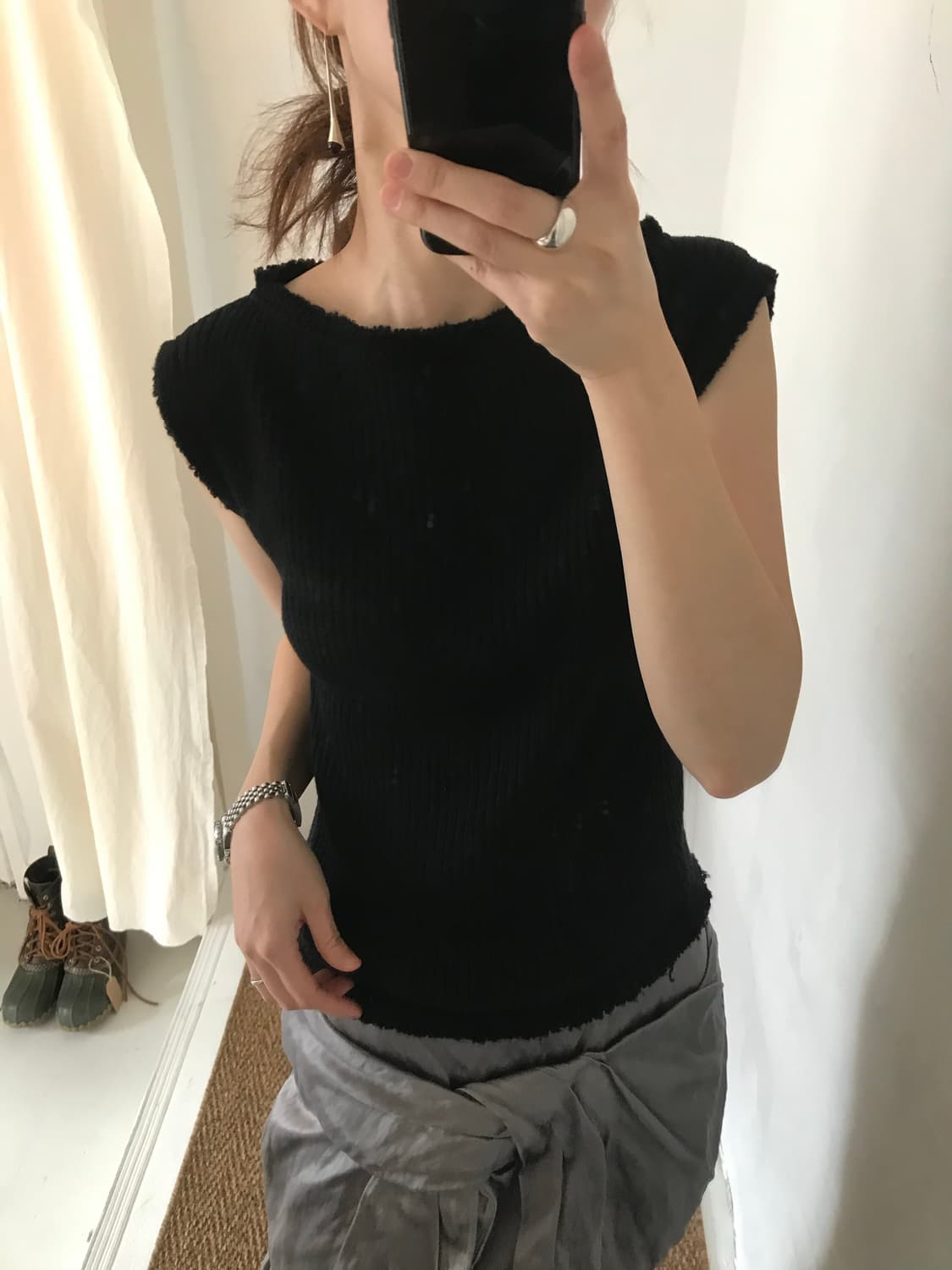 black rib wool knit vest 상품이미지7