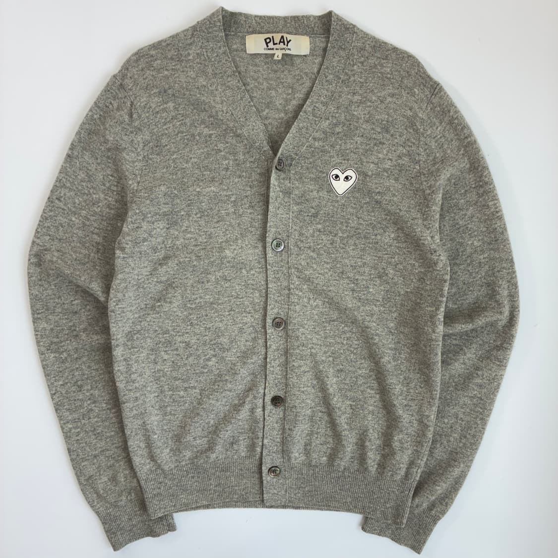 Comme des Garcons 꼼데가르송 그레이 화이트 와펜 가디건 상품이미지1