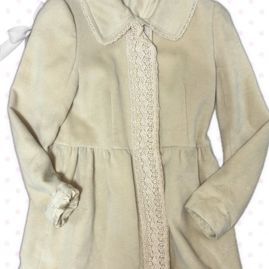 엑시즈팜 아이보리레몬맛 레이스 코트 캉캉프릴 롱코트 상품이미지2