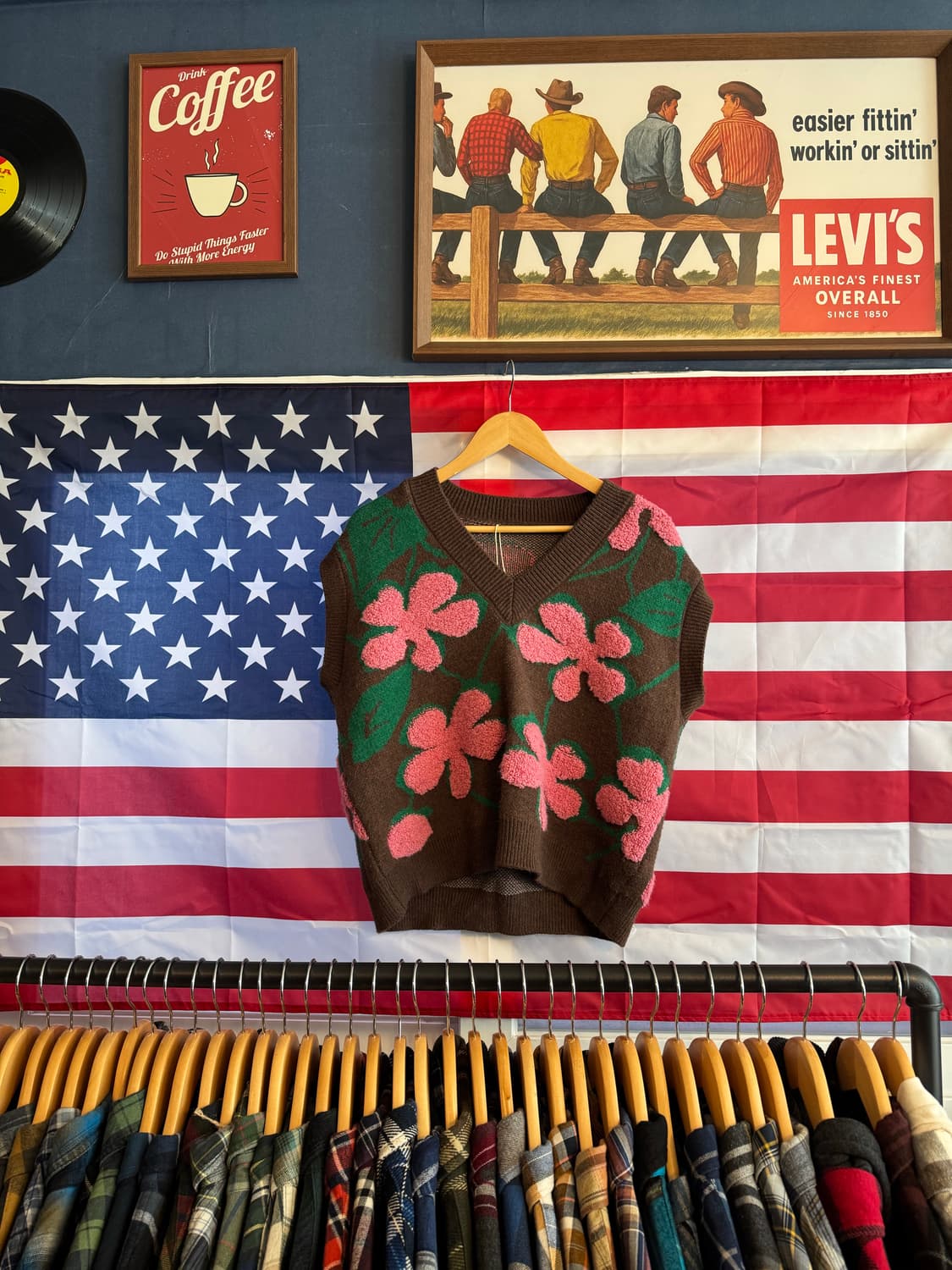 USA 핸드메이드 플라워 니트 베스트 상품이미지1